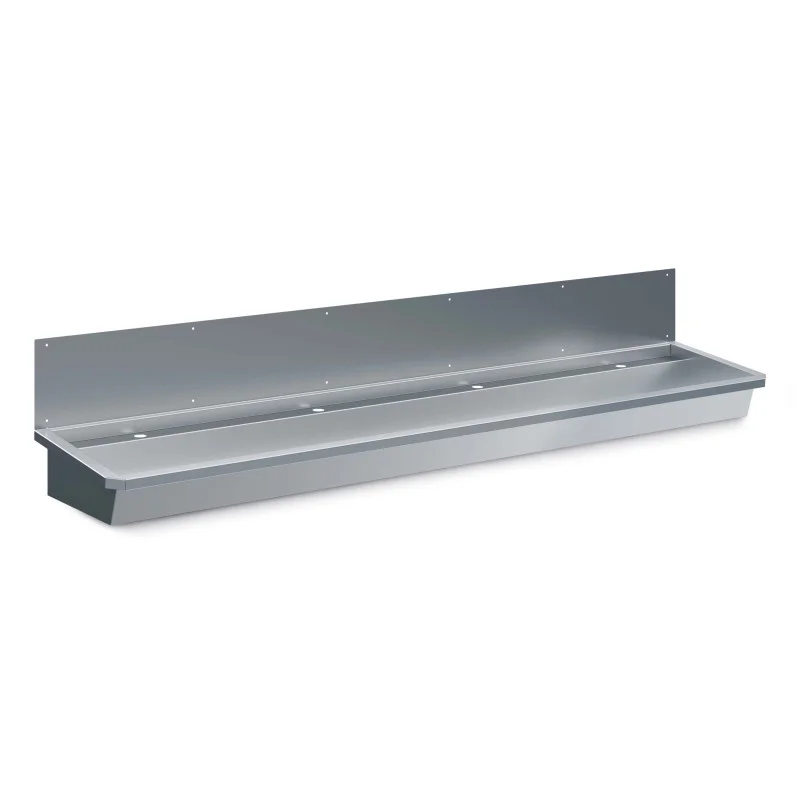 Certifié Évier Inox avec Pare-Éclaboussures et Bouchon de Vidange - L 2400 x P 468 mm