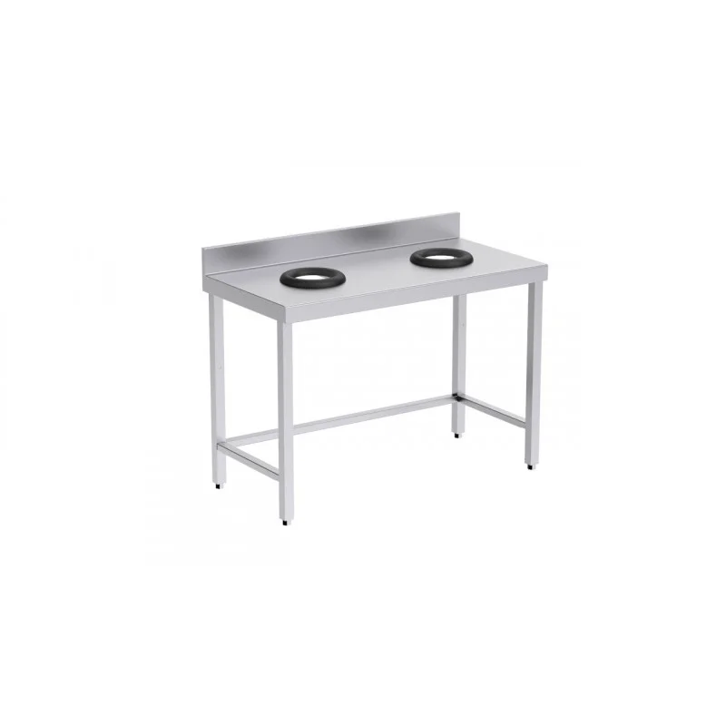 Table de Tri Ouverte avec 2 Trous Vide-Déchets et Dosseret - L 1200 x P 600 mm Commander Vite