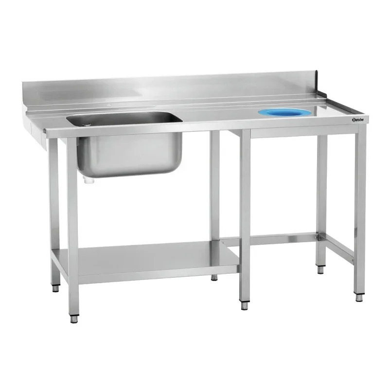 Satisfait Ou Remboursé Table de Tri avec Evier et Un Trou - L 1495 x P 730 mm