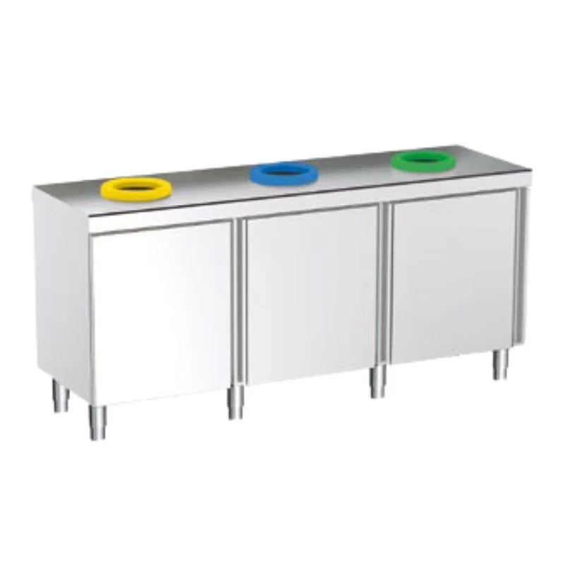 Nouvel Arrivage Table de Tri Central Fermé avec 3 Trous et Portes - L 1800 x P 600 mm
