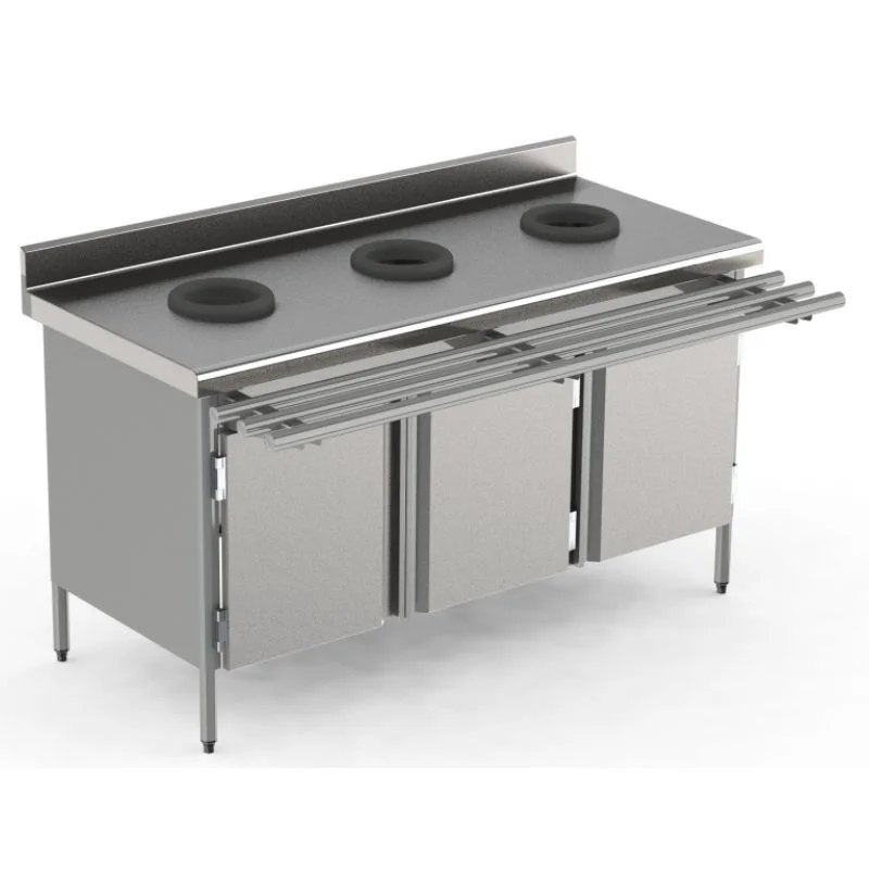 Super Prix Table de Tri Sélectif 3 Portes - Roulettes Inox