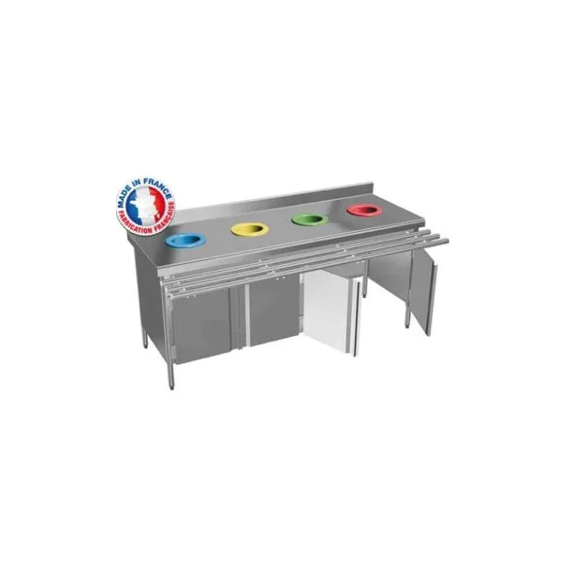 Table de Tri Sélectif 4 Portes - Version Enfant - Roulettes Inox Paiement Sécurisé