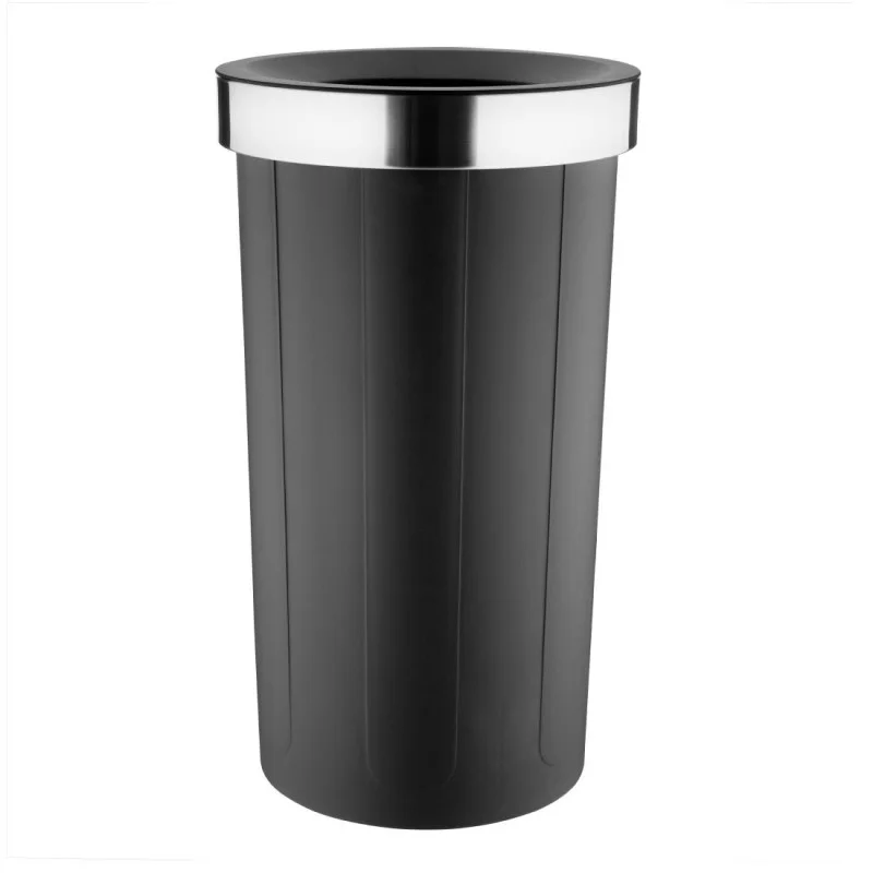 Poubelle Ronde Noire en Polypropylène avec Couvercle Ouvert - 60 L Meilleure Vente