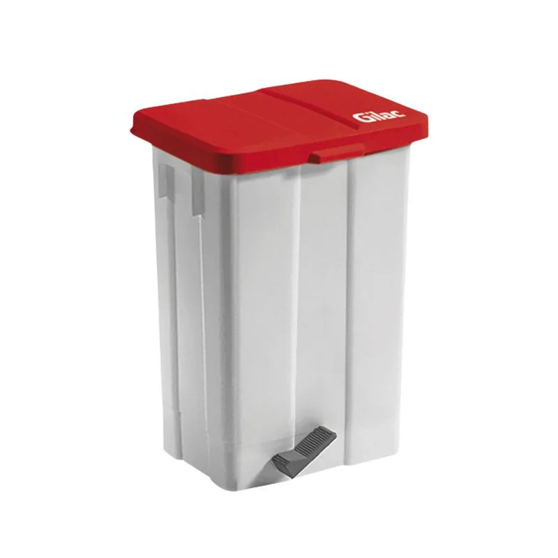 Poubelle à Pédale avec Couvercle Rouge - 50 L Top Vente