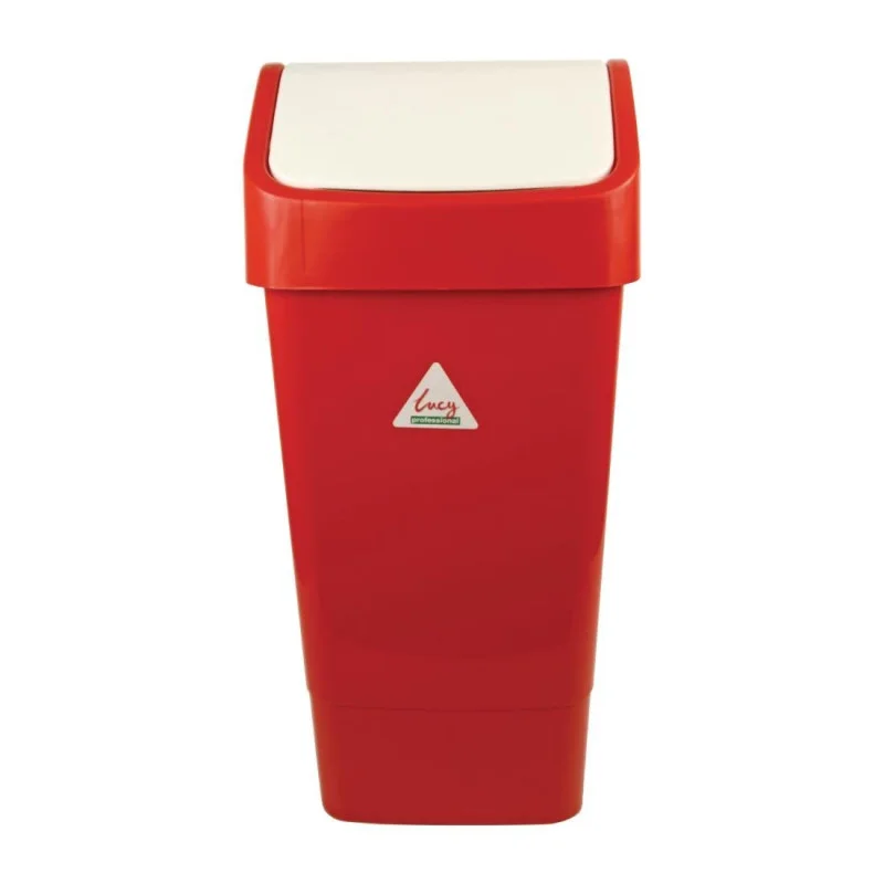 Poubelle Rouge en Polypropylène à Couvercle Battant - 50 L Bon Marché