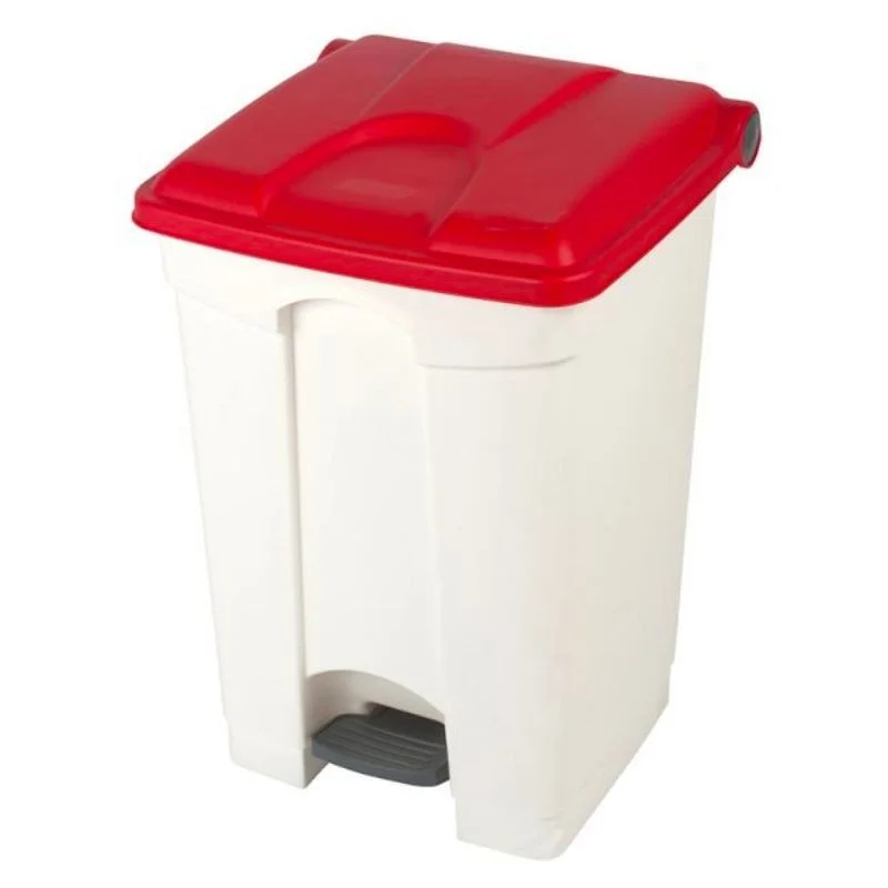 Produit De Marque Poubelle à Pédale Blanche et Rouge - 45 L
