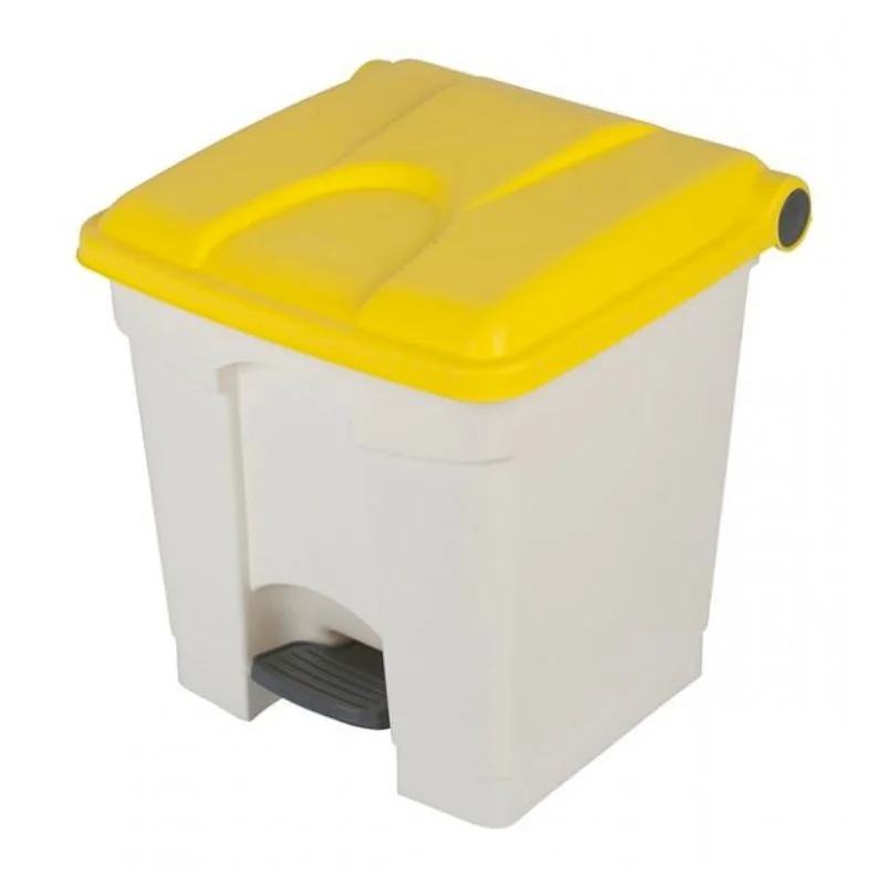 Poubelle à Pédale Blanche et Jaune - 30 L Prix Bas