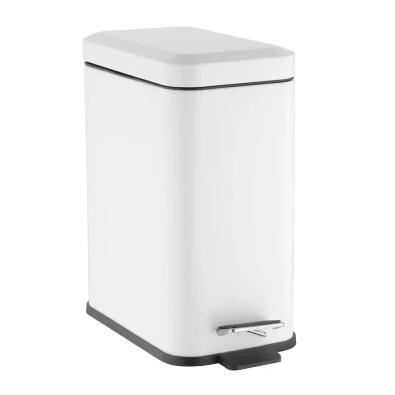 Pas Cher Poubelle de Salle de Bain Slim Blanche - 5 L