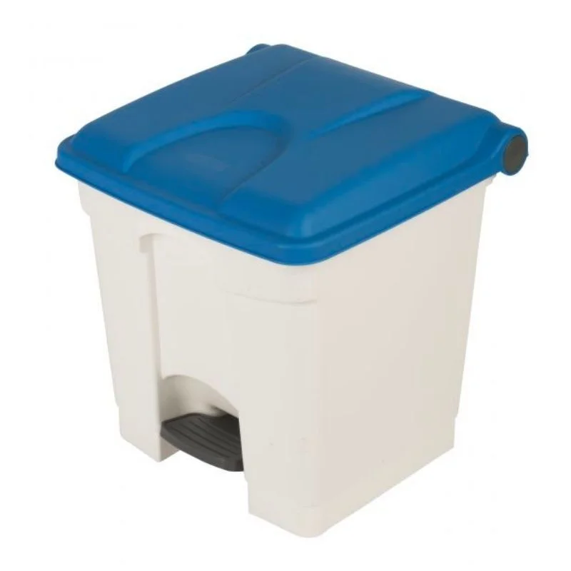 Acheter En Ligne Poubelle à Pédale Blanche et Bleue - 30 L