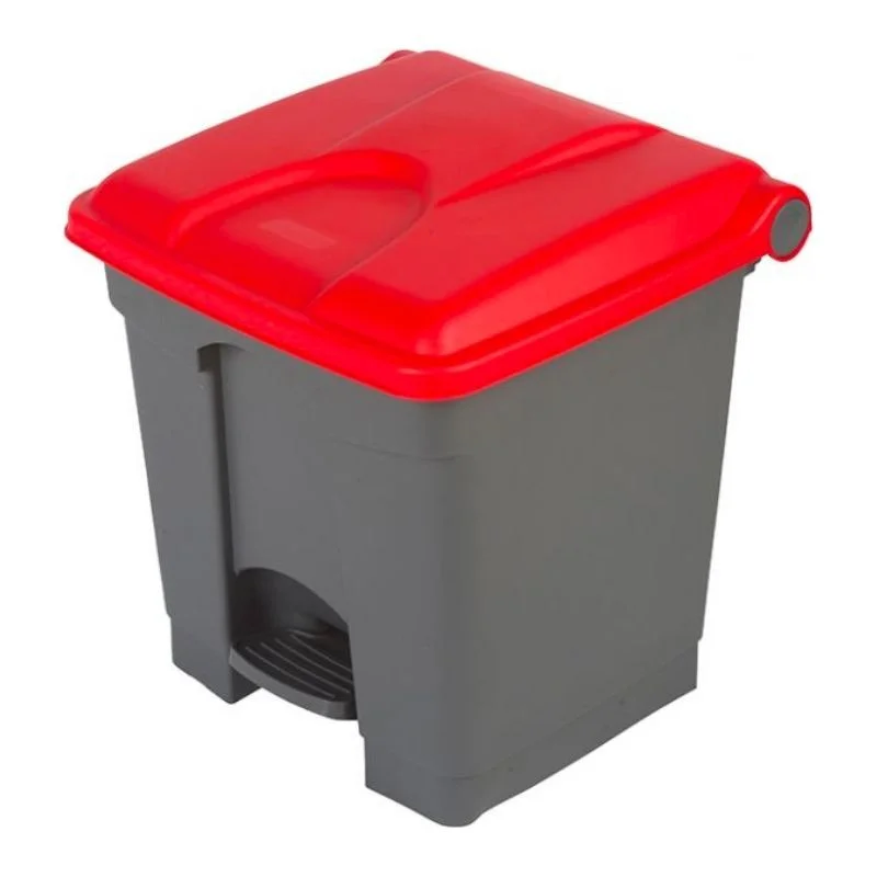 Top Vente Poubelle à Pédale Grise et Rouge - 30 L