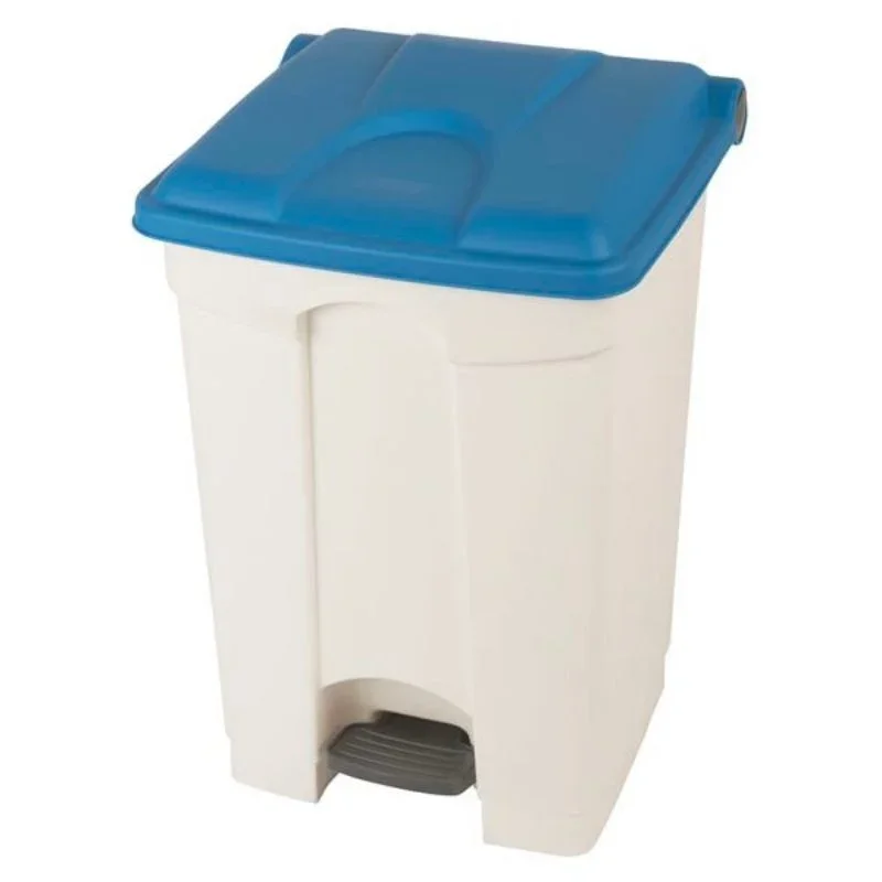 Meilleure Vente Poubelle à Pédale Blanche et Bleue - 45 L