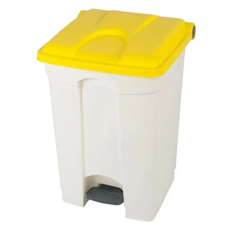 Vente Flash Poubelle à Pédale Blanche et Jaune - 45 L
