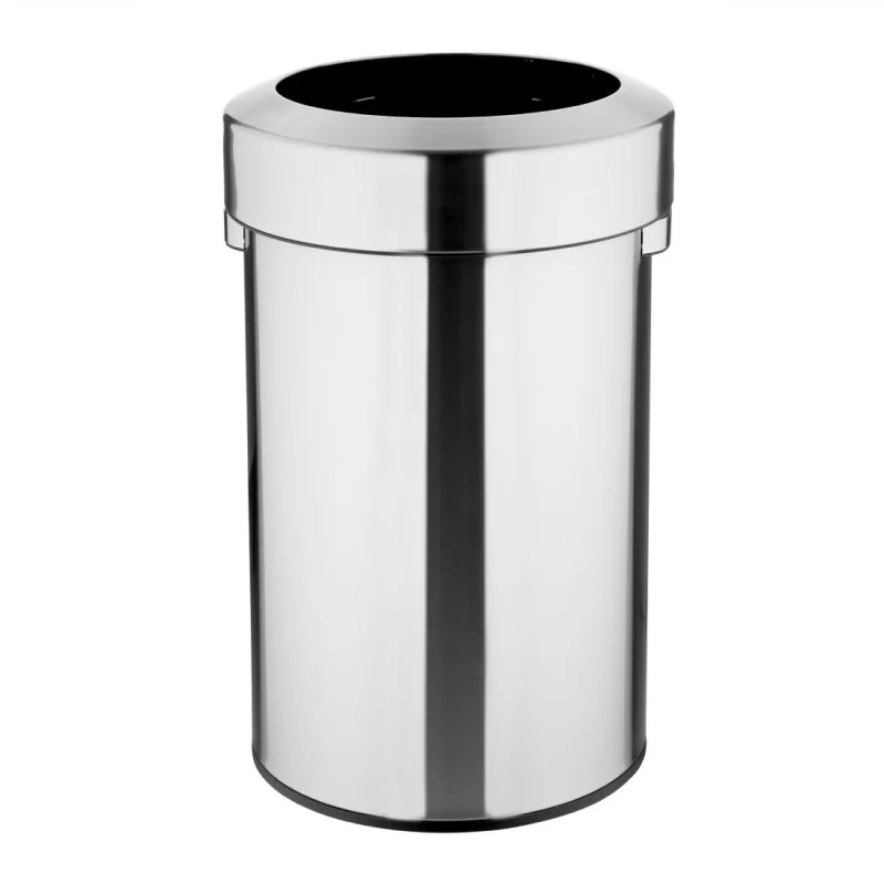 Promotion Poubelle en Acier Brossé avec Couvercle Ouvert - 70 L