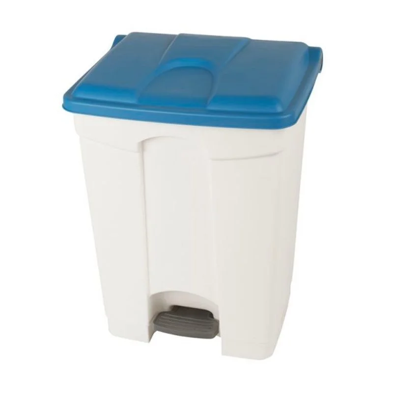 Bon Plan Poubelle à Pédale Blanche et Bleue - 70 L
