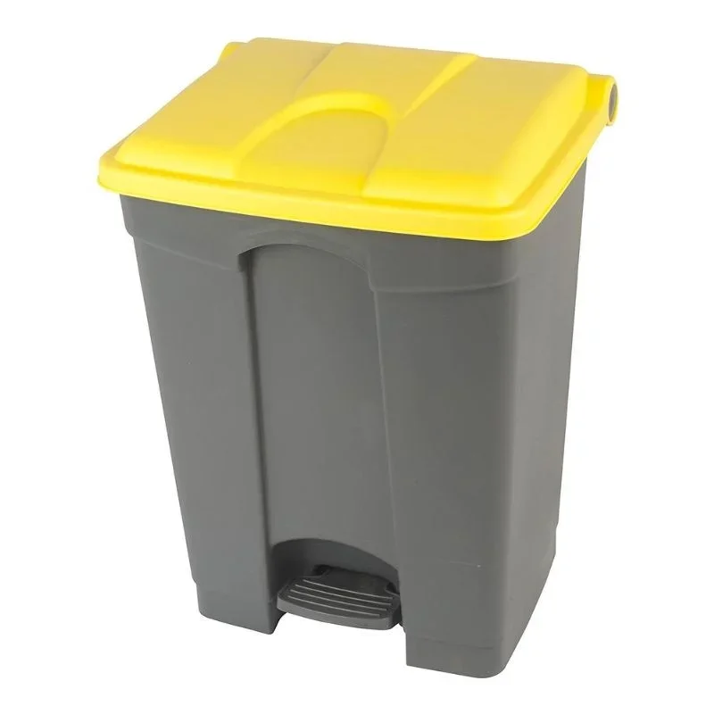 Poubelle à Pédale Grise et Jaune - 70 L Satisfait Ou Remboursé