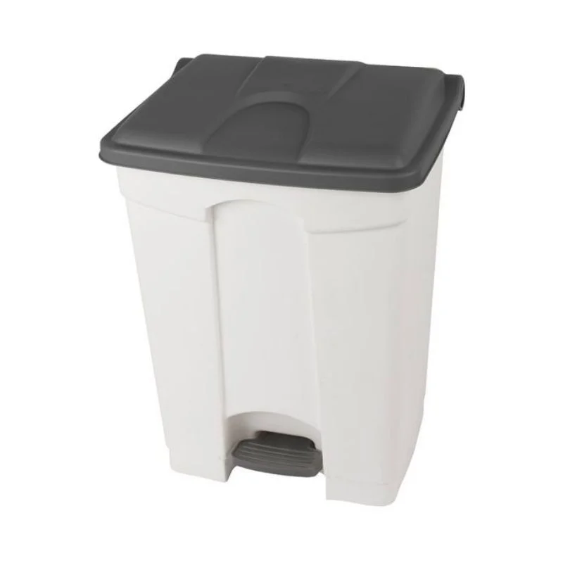 Poubelle à Pédale Blanche et Grise - 70 L Vente Directe