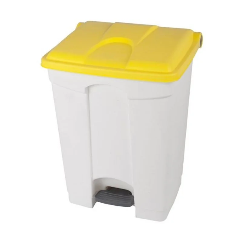 Poubelle à Pédale Blanche et Jaune - 70 L Expédié Aujourd’hui