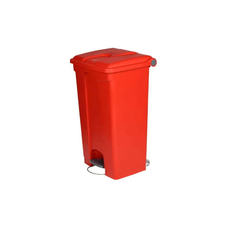 Poubelle à Pédale Rouge - 90 L Vente Directe