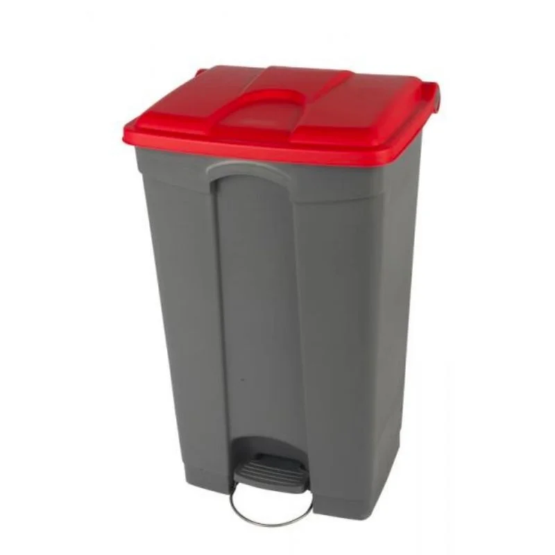 Satisfait Ou Remboursé Poubelle à Pédale Grise et Rouge - 90 L