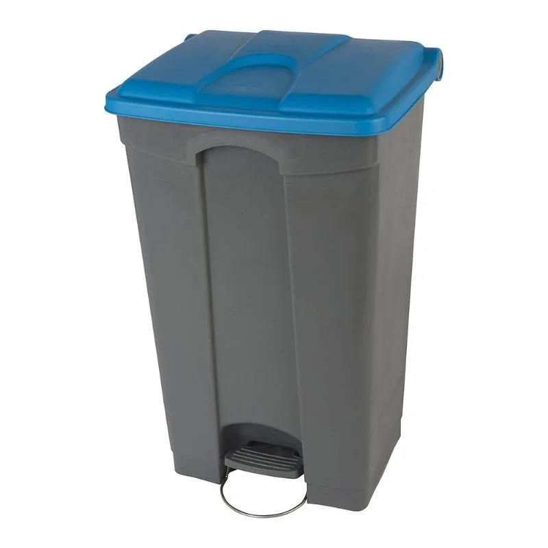 Poubelle à Pédale Grise et Bleue - 90 L Meilleur Choix