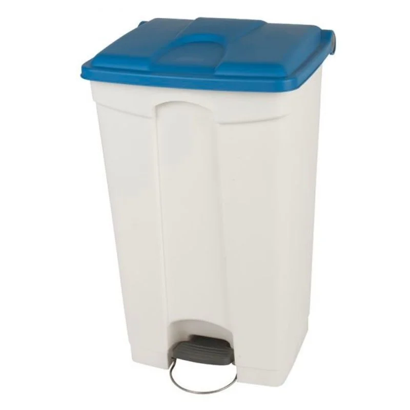 Paiement Sécurisé Poubelle à Pédale Blanche et Bleue - 90 L