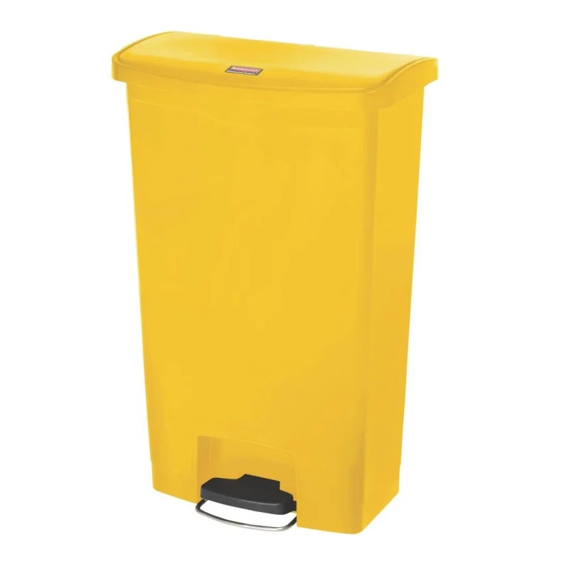 Promotion Poubelle à Pédale Frontale Large Jaune 68 L