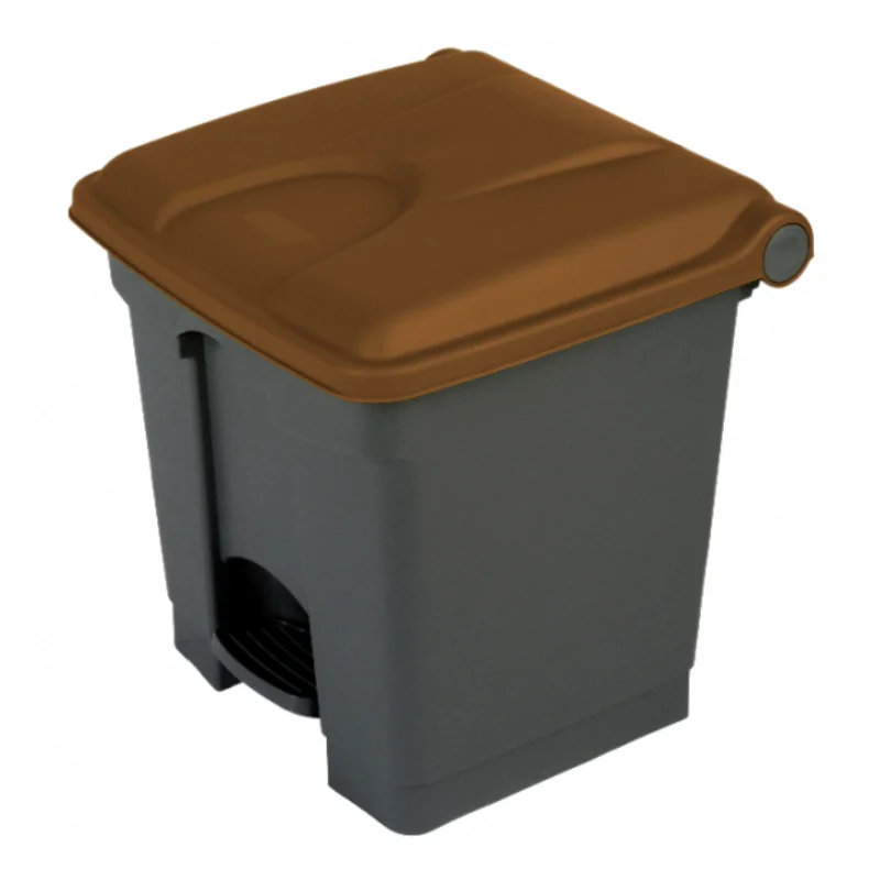 Poubelle à Déchets Organiques 30 L - Gris et Marron Satisfait Ou Remboursé