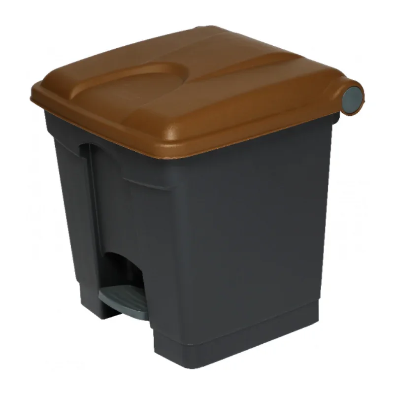 Livraison Gratuite Poubelle à Déchets Organiques 30 L - Anthracite et Marron