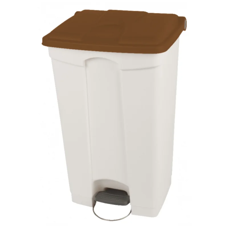 Poubelle à Déchets Organiques 90 L - Blanc et Marron Nouvelle Collection