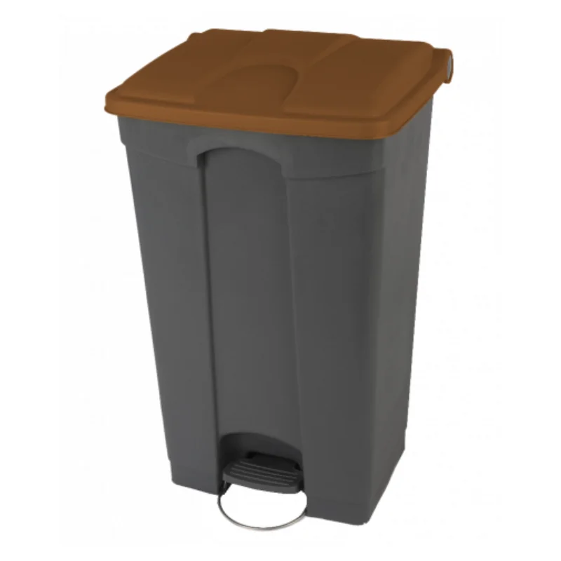 Paiement Sécurisé Poubelle à Déchets Organiques 90 L - Gris et Marron
