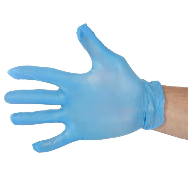 Nouveauté Gants Alimentaires en Vinyle Non Poudrés Bleus Taille M - Lot de 100