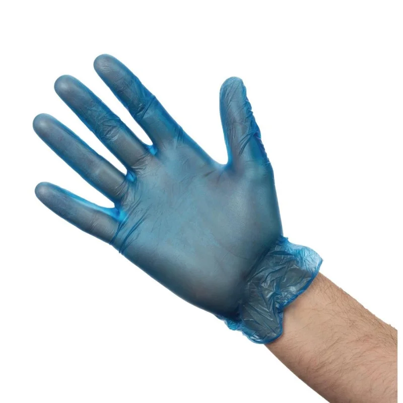 Gants Alimentaires en Vinyle Poudré Bleus Taille XL - Lot de 100 Solde