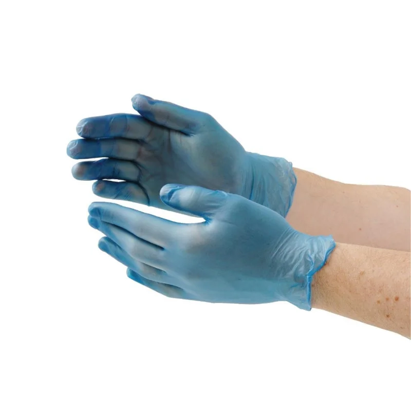 Gants Alimentaires en Vinyle Non Poudrés Bleus Taille S - Lot de 100 Acheter Direct