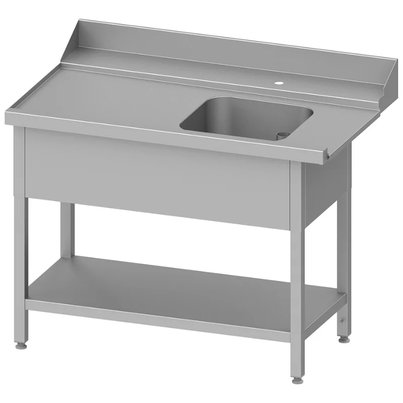 Satisfait Ou Remboursé Table de Chargement 1 Bac avec Etagère - Gauche - L 1200 x P 750 mm