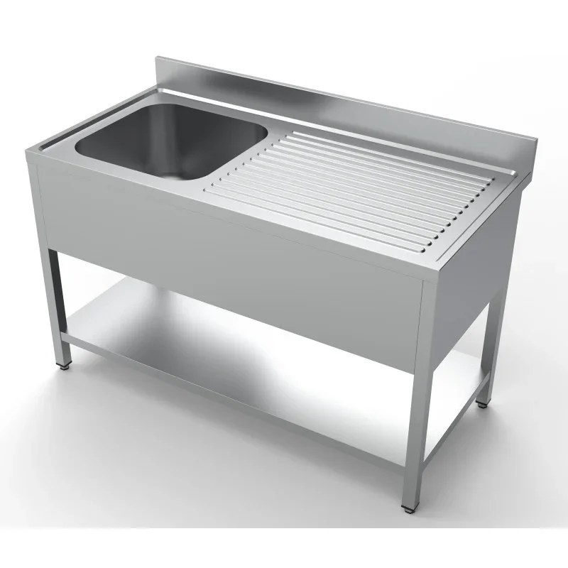 Expédition Rapide Plonge 1 Bac et Egouttoir à Droite avec Dosseret et Etagère - L 1400 x P 700 mm