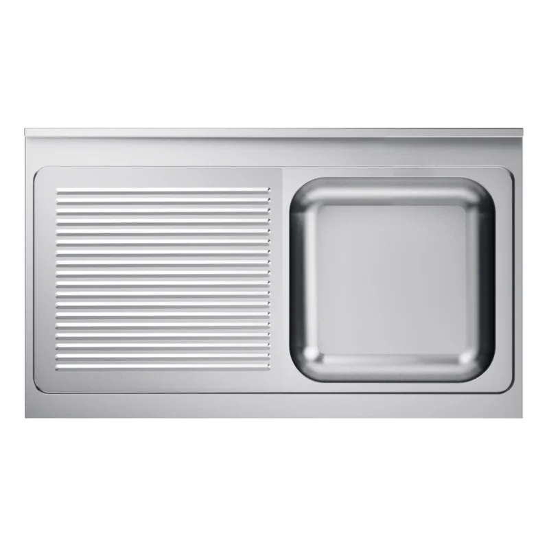 Évier 1 Bac et Egouttoir à Gauche avec Dosseret - L 1200 x P 600 mm Commande En Gros
