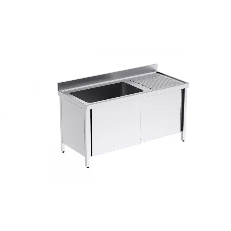 Plonge 1 Bac avec Portes et Egouttoir à Droite - L 1600 x P 700 mm Offre Spéciale