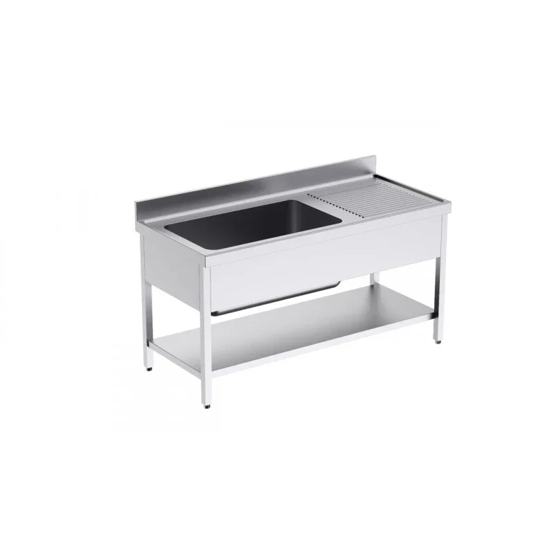 Plonge 1 Bac avec Etagère et Egouttoir à Droite - L 1600 x P 700 mm Top Vente