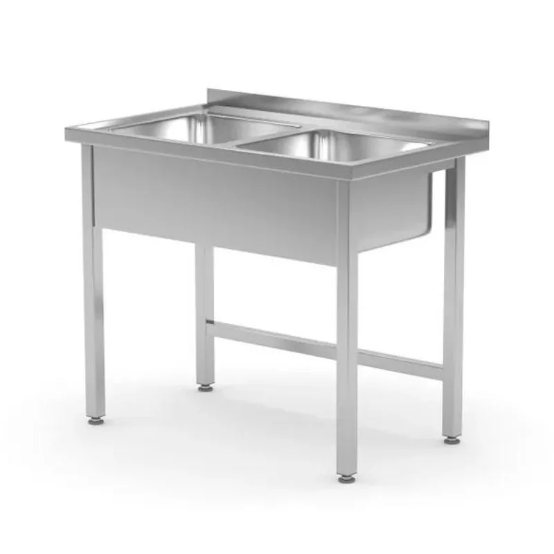 Dernier Modèle Plonge 2 Bacs avec Dosseret - L 1000 x P 600 mm