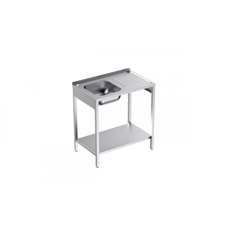Meilleure Vente Plonge 1 Bac avec Etagère et Egouttoir à Droite - L 800 x P 500 mm
