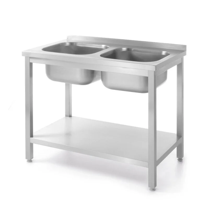 Plonge 2 Bacs Kitchen Line avec Étagère - P 600 x L 1000 mm Prix Choc