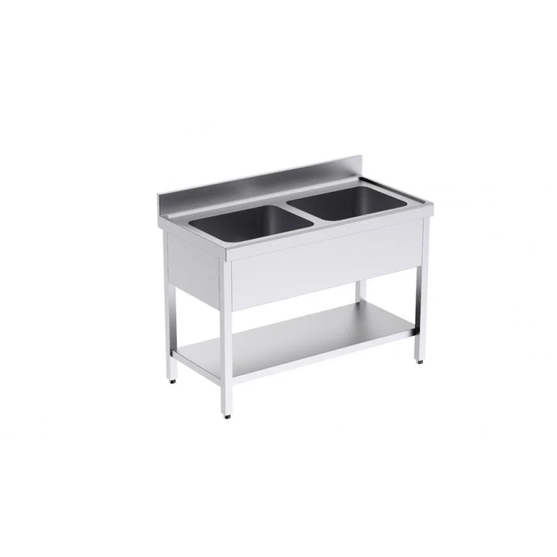 Plonge 2 Bacs avec Etagère - L 1000 x P 600 mm Top Vente