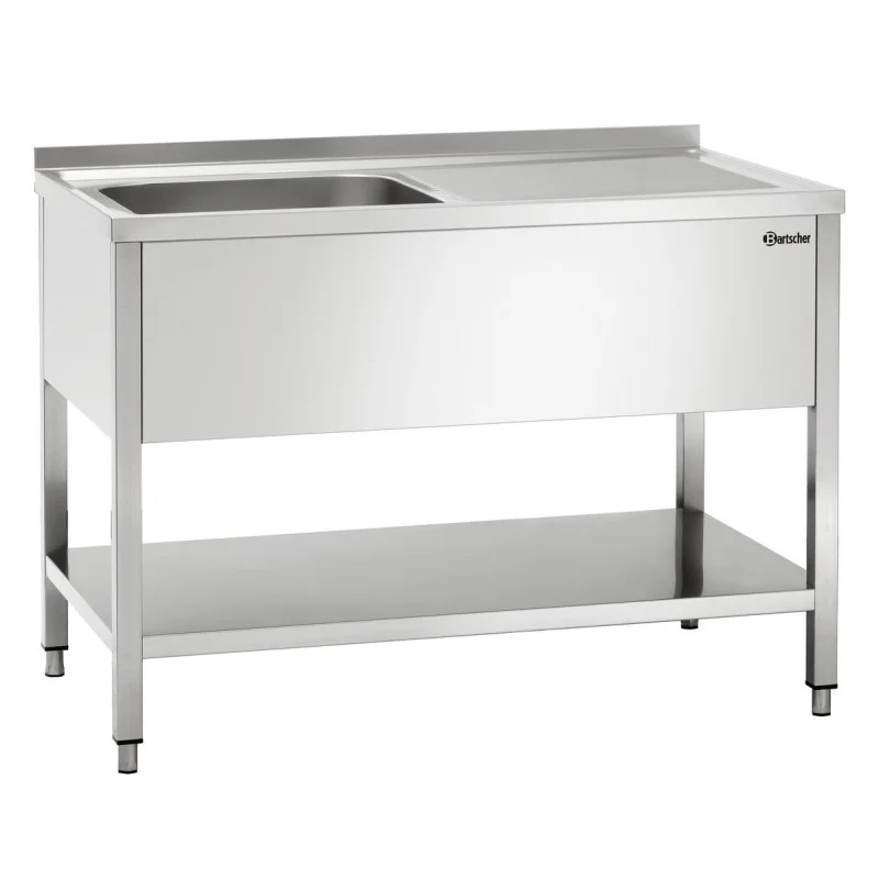 Plonge 1 Bac avec Dosseret et Etagère Basse - L 1200 x P 700 mm Must-Have