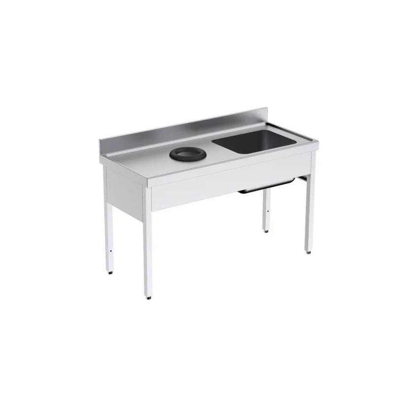 Marque Plonge 1 Bac avec Trou Vide-Déchets à Gauche - L 1400 x P 600 mm