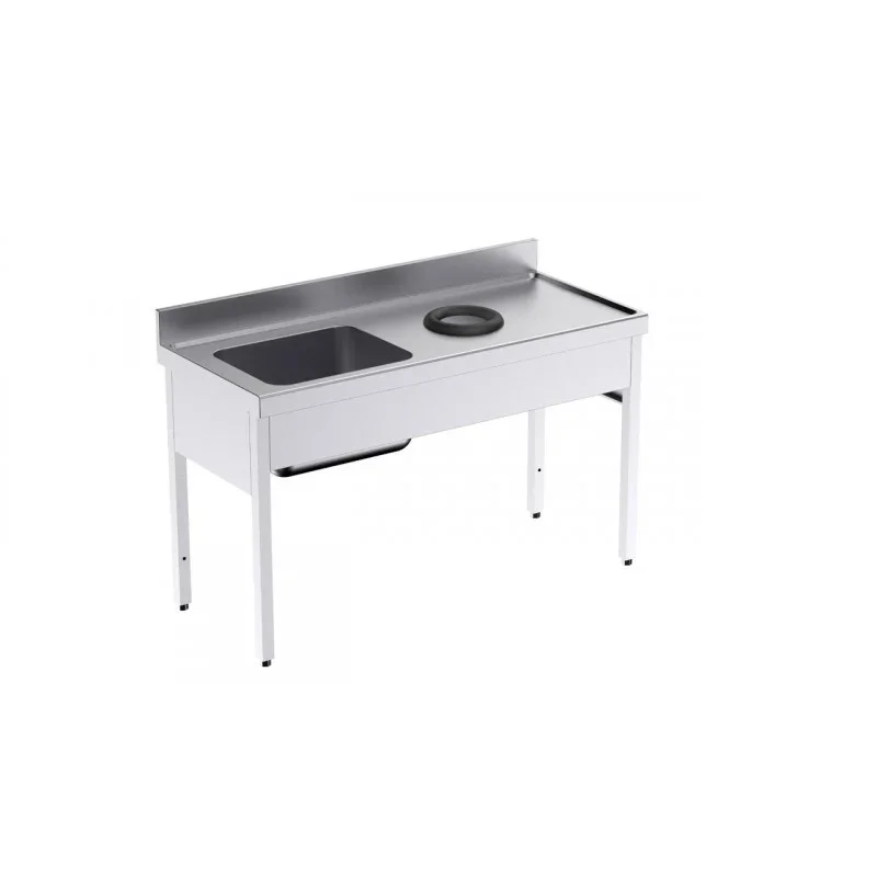 Plonge 1 Bac avec Trou Vide-Déchets à Droite - L 1400 x P 600 mm Commande En Gros