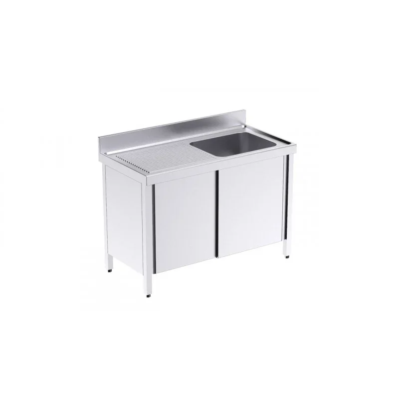 Plonge 1 Bac avec Portes Coulissantes et Egouttoir à Gauche - L 1000 x P 550 mm Prix Bas