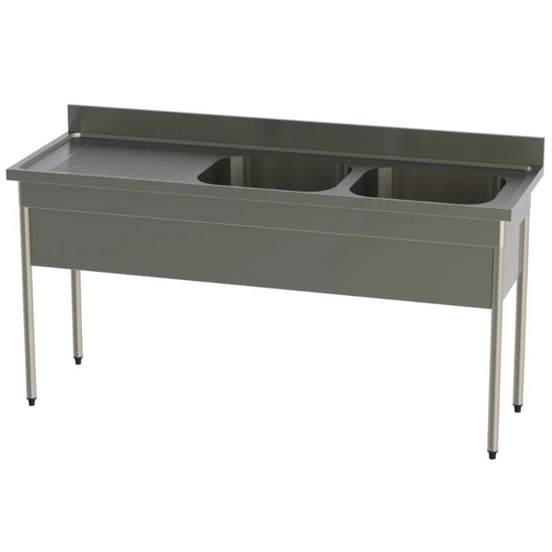 Plonge 2 Bacs et Egouttoir à Droite avec Cache Cuve - Série 600 - L 1800 mm Nouveauté
