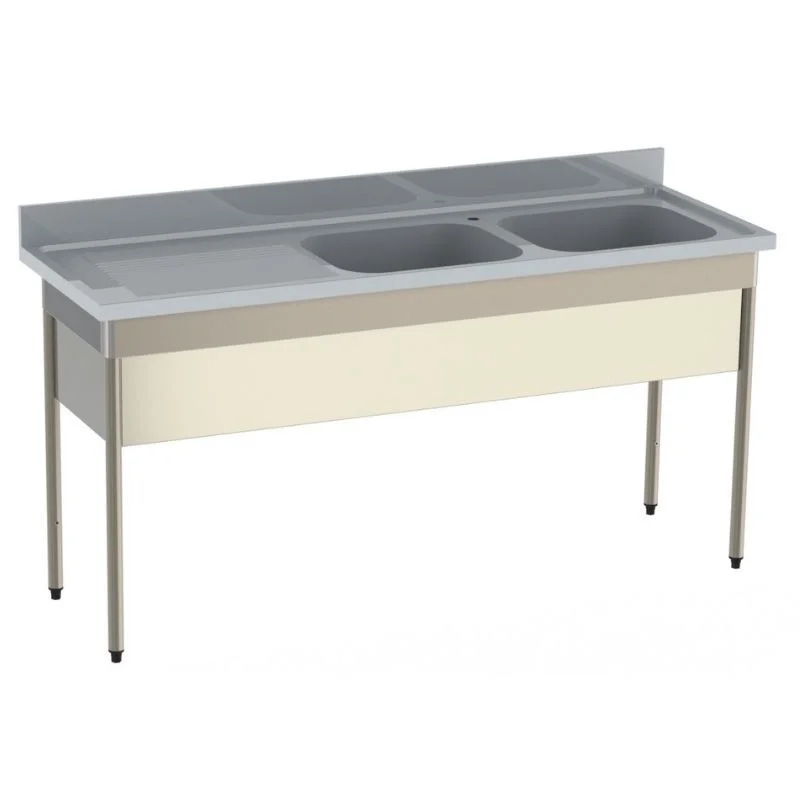 Offre Du Jour Plonge 2 Bacs et Egouttoir à Gauche avec Cache Cuve - Série 600 - L 1800 mm