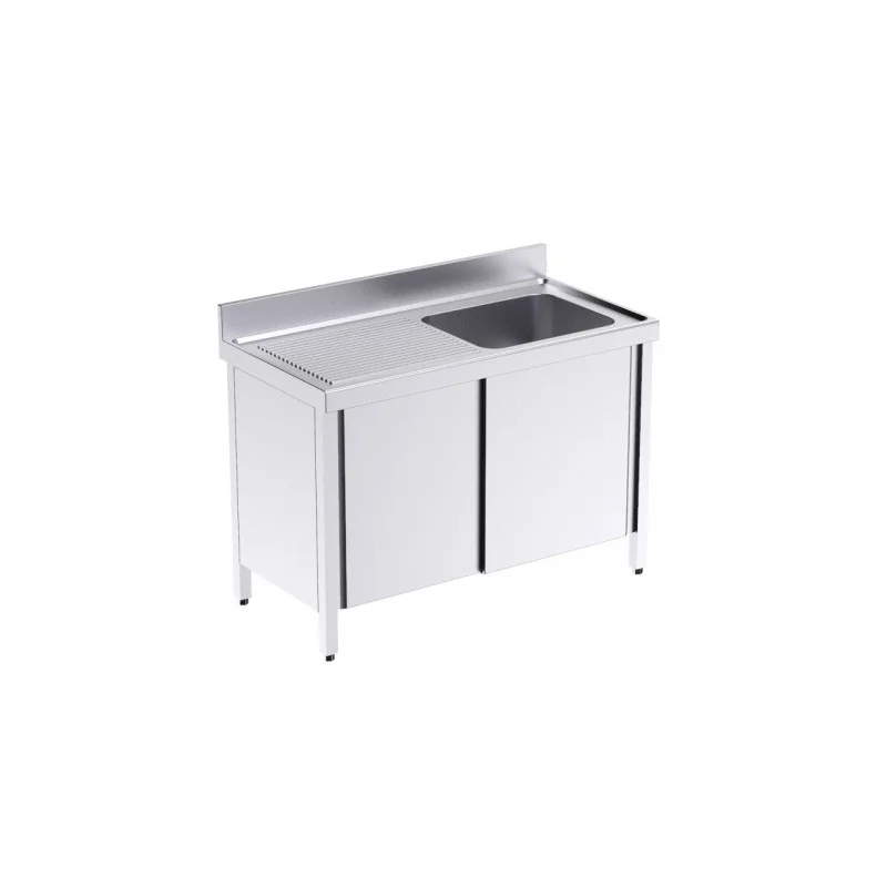 Plonge 1 Bac avec Portes Coulissantes et Egouttoir à Gauche - L 1200 x P 700 mm Produit De Marque