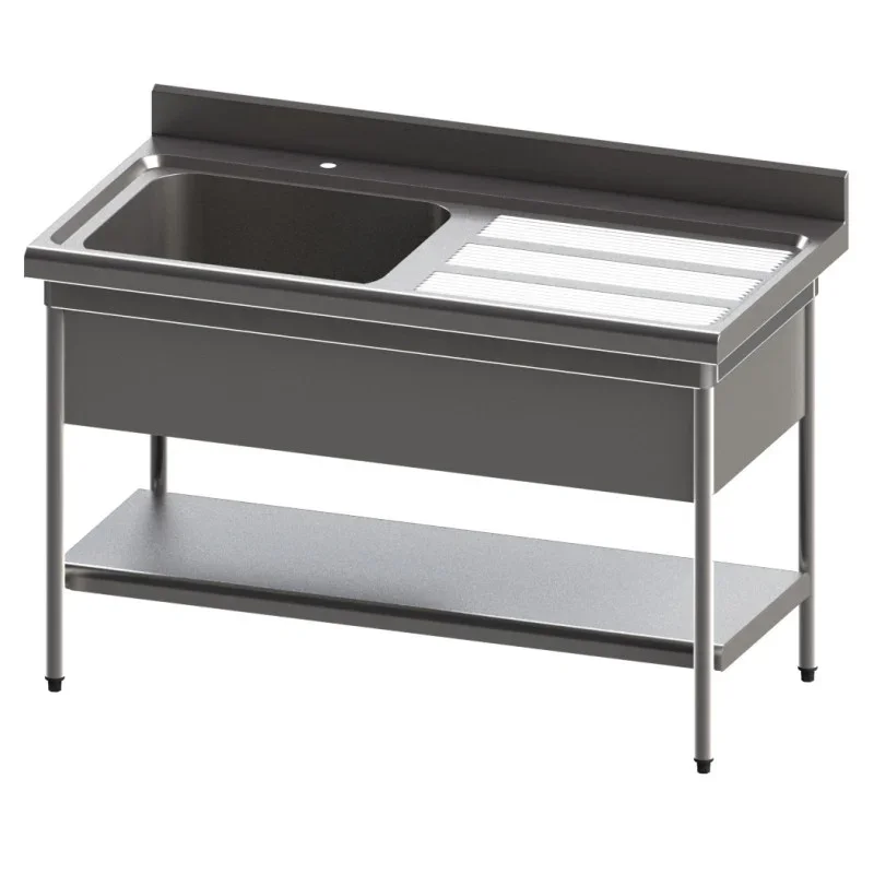 Vente Flash Plonge Standard 1 Bac et Egouttoir à Droite avec Etagère Pleine et Cache-Cuve - P 700 - L 1200 mm
